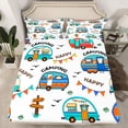 thumbnail image 2 of jejeloiu Cartoon Camper Car Twin Sheet Sets,Colorful Rv Twin Fitted Sheet,Happy Camping Flat Sheet For Girsl Boys,Microfiber Bedroom Decor,3 Pieces, 2 of 7
