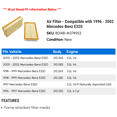 thumbnail image 2 of Air Filter - Compatible with 1996 - 2002 Mercedes-Benz E320 1997 1998 1999 2000 2001, 2 of 2
