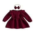 thumbnail image 1 of Ensemble Robe Fille Manches Longues Automne Robe Trapèze + Bandeau Nœud Papillon, 1 of 9