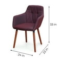 thumbnail image 2 of Set of 4 Modern Dining Upholstered Armchairs, Comfortable Chairs for Kitchen, Dining, Living Room Accent Chairs w Armrest, Wood Legs, Padded Seat, Dark Burgundy Color, 2 of 6