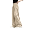 thumbnail image 5 of ZACPNCV Girls Wide Leg Pants Lightweight Casual Elastic High Waist Straight Leg Loose Trousers Khaki 6-7 Years, 5 of 7