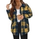 thumbnail image 1 of Chaqueta de Franela A Cuadros con Botones, Estilo Casual, Larga, con Bolsillos, Ideal para Otoño. Amarillo Oscuro L, 1 of 3