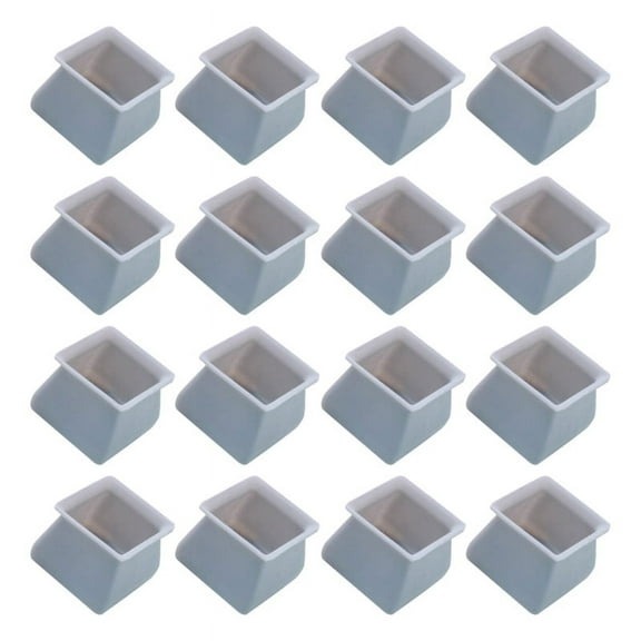 16Pcs Chair Leg Caps Silicone Floor Protector Square Furniture Table Feet Cover Anti-Slip Bottom Chair Pads-Gray