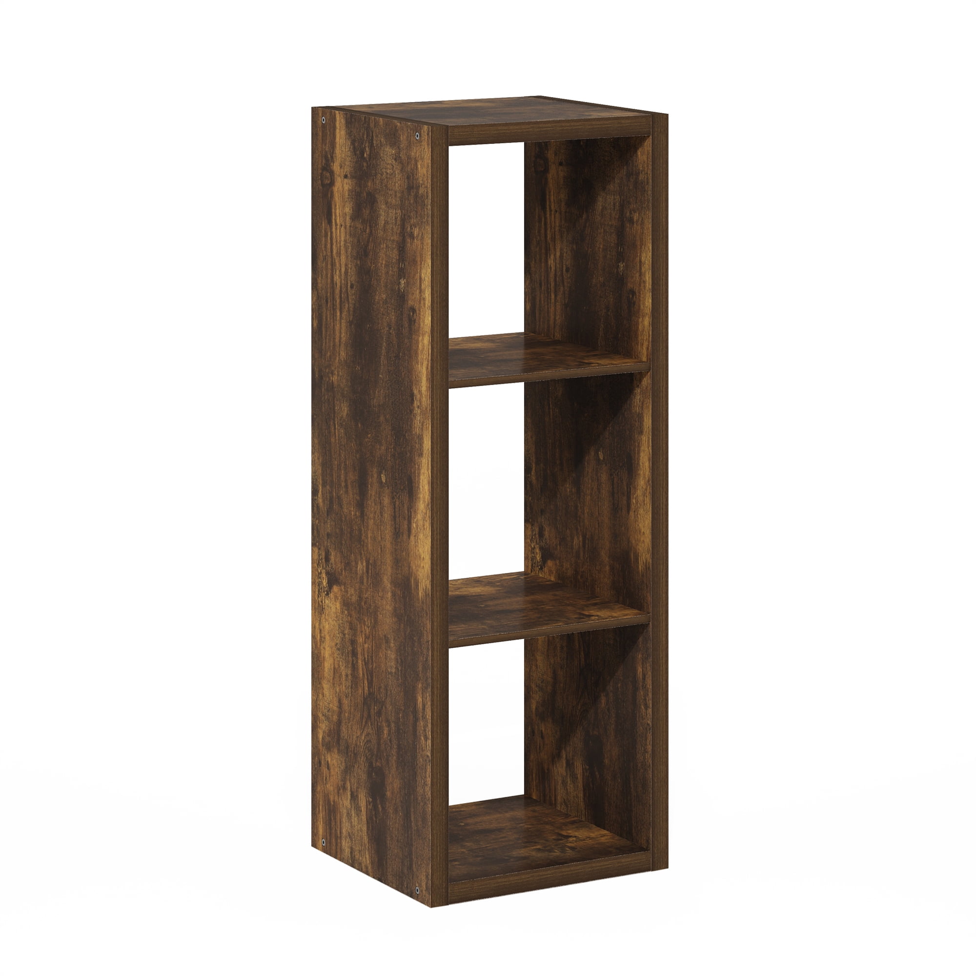 Furinno CUBICLE Book Shelf, 3-Cube Thick Frame Bookshelf, Horizontally & Vertically Reversible Bookcase with Open Back, 14.6 x 15.9 x 44, for Living Room, Bedroom, Home Office, Amber PINE
