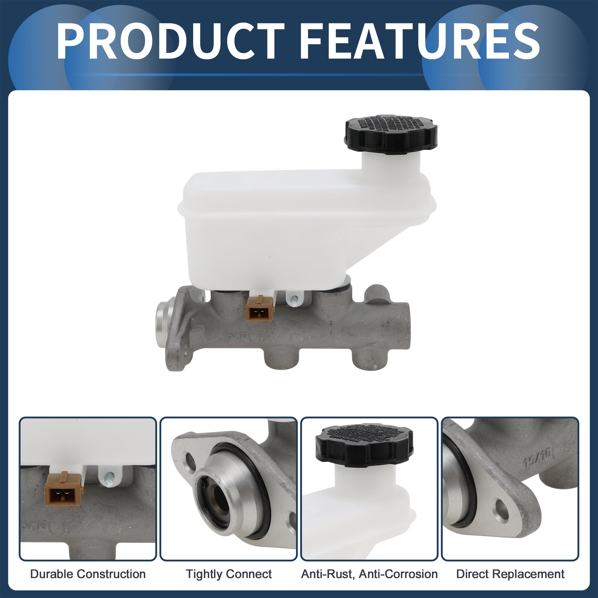Unique Bargains Brake Master Cylinder with Reservoir No.5851017300 for HYUNDAI MATRIX 01-10 Hydraulic Master Cylinder Silver Tone White Aluminum Alloy Plastic 1 Pcs