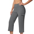 thumbnail image 3 of Bloomae Womens Capris with Multi-Pockets Loose Fit Casual Stretch Elastic Waist Capri Pants Dressy Lightweight Ladies Baggy Cargo Pants for Hiking Gray S, 3 of 9