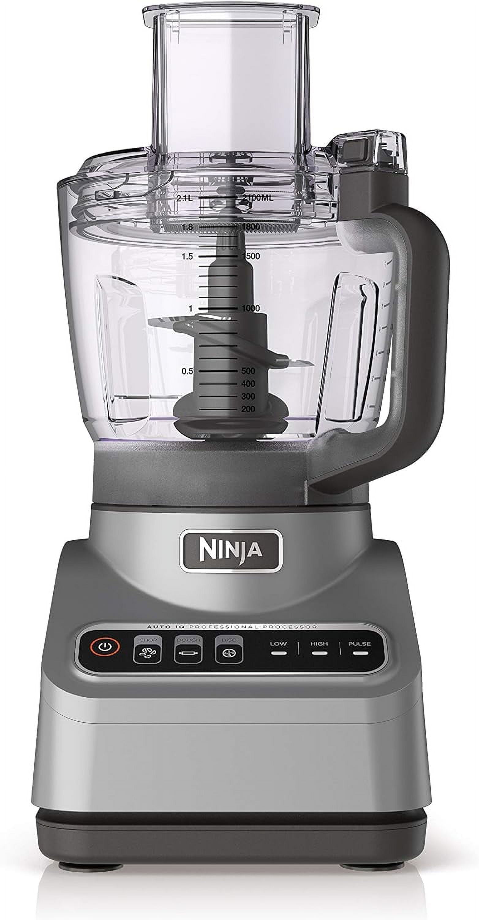 Restored Ninja BN600 Professional Plus Food Processor, 850 Watts, 3 Functions for Chopping, Slicing & Dough with 9-Cup Processor Bowl, 3 Blades, Food Chute & Pusher, Silver (Refurbished)