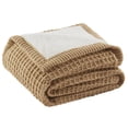 thumbnail image 4 of Narniar Acrylic Waffle Knit to Faux Fur Throw Blanket 50x60 for Bed Sofa Couch Brown Soft Cozy Warm, 4 of 4