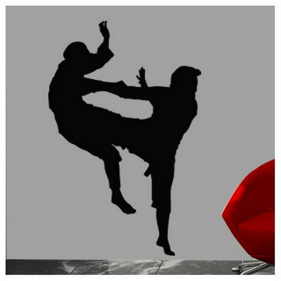 Wallhogs Martial Arts Sparring Silhouette Cutout Wall Decal