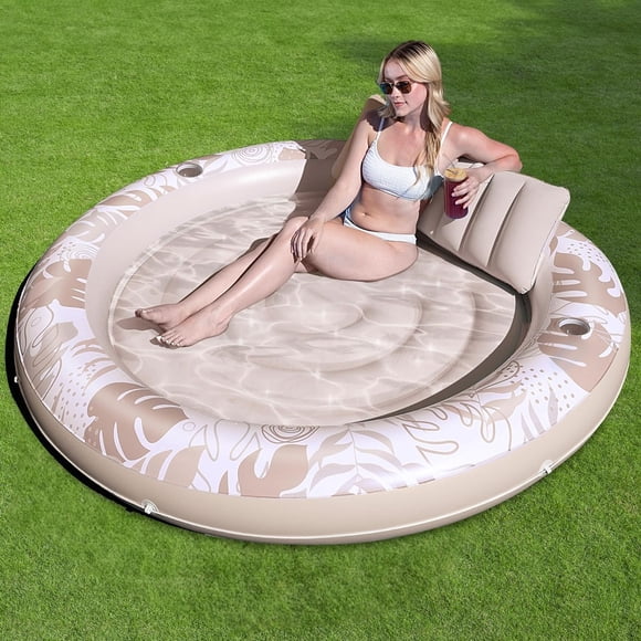 FANNGYX Luxury Inflatable Pool Lounger with Pillow, 72" x 65" Tanning Tub Raft Float for Swimming Pool Lake LG618-344