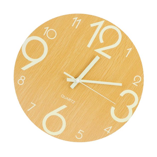 30 cm 12 pulgadas Reloj de pared luminoso creativo Reloj colgante decorativo de pared simple Decoración para el hogar para la sala de estar de la oficina (patrón de madera original, sin murciélago kaili Sencillez