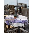 thumbnail image 2 of Outdoor Tablecloth with Umbrella Hole for Patio/Picnic/Party/Camping, Purple Floral Waterproof Table Cloth Round Cover Washable, Spring Farmhouse Lavender Truck Wooden Gray (Dia 54"), 2 of 8