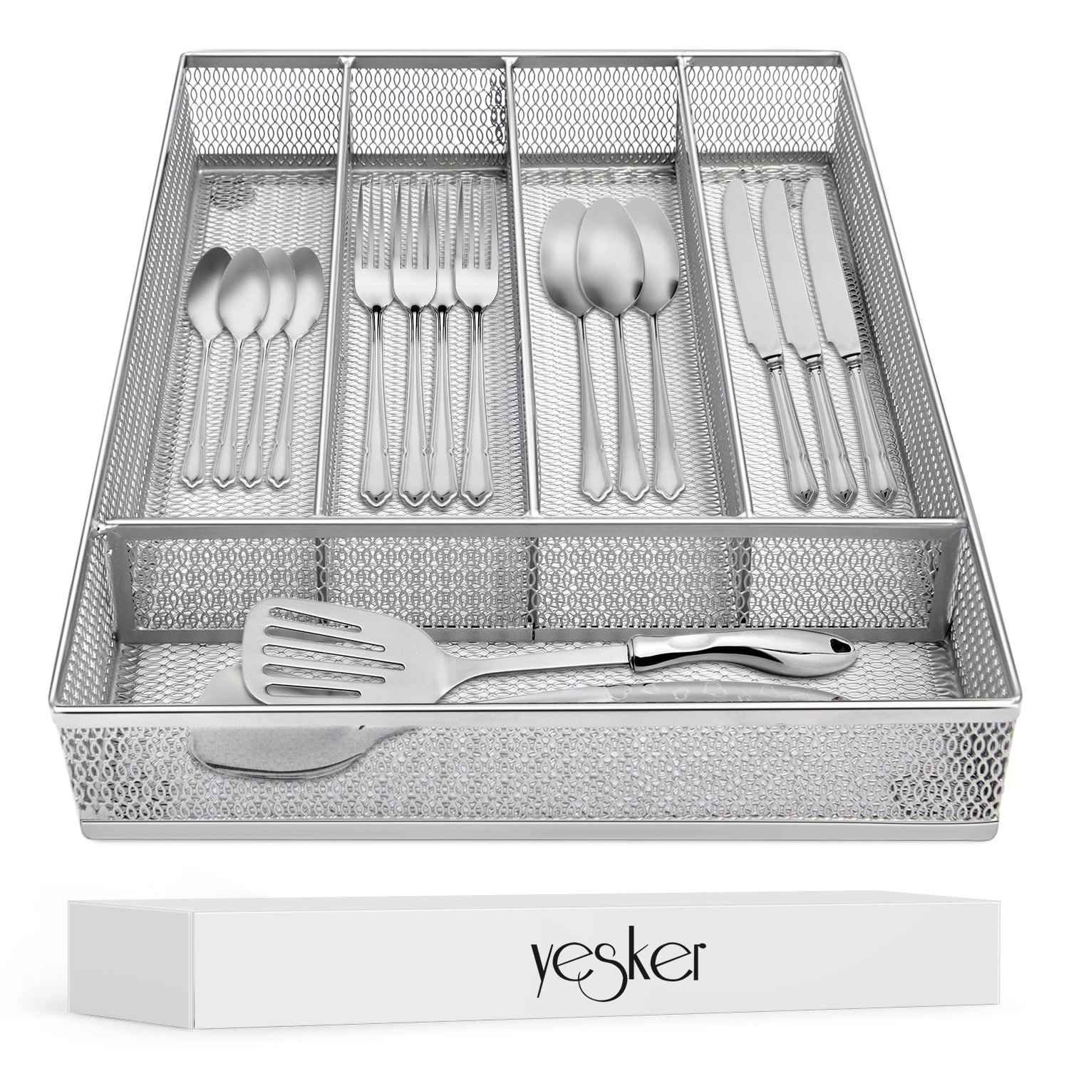 Yesker Mesh Small Cutlery Tray with Foam FeetKichen Organization