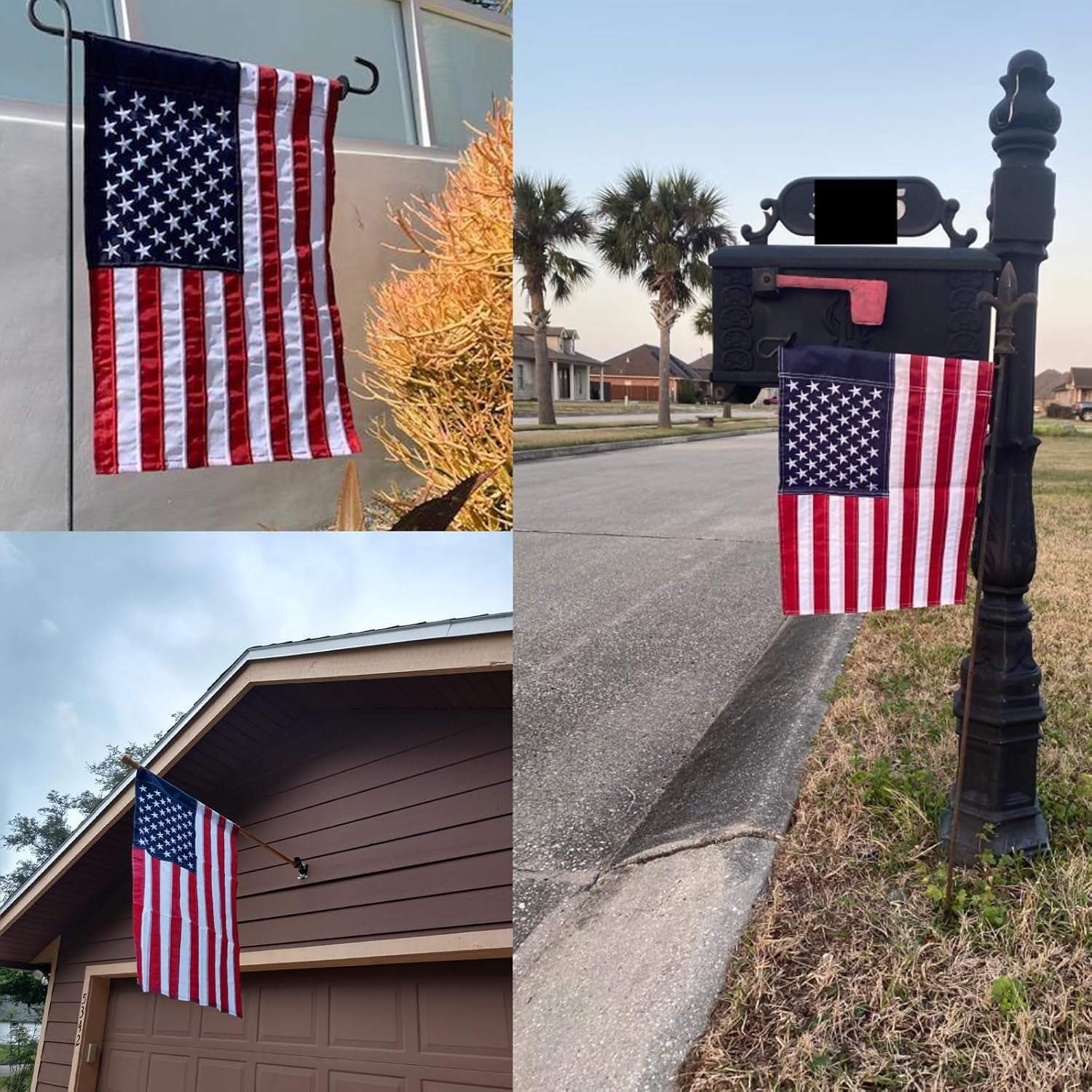 Lanola Embroidered American Garden Flag 12x18 Double Sided, Small American USA Garden Flag for Outside America Yard Lawn Heavy Duty