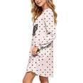 thumbnail image 6 of ATORRE Girls Bowknot Long Sleeve Dress Lightweight Cute Polka Dots Loose Crewnecke Swing Satin Dresses for Daily Fall Winter 2026 Beige 14-15 Years, 6 of 8