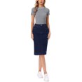 thumbnail image 2 of INSPIRE CHIC Denim Skirt for Women High Waist Split Back Pockets Knee Length Pencil Skirt XS Raw Denim Blue, 2 of 6