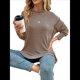 thumbnail image 2 of Sudaderas Holgadas de Larga para Mujer, de Canalé, con Abertura Lateral y Dobladillo Alto y Bajo, para Otoño Caqui M, 2 of 7