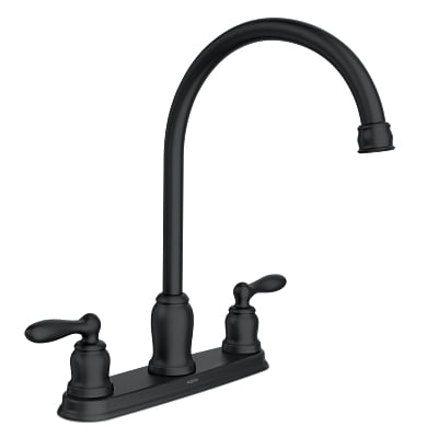 Open Box Moen 87976BL Caldwell Matte Black Two-Handle High Arc Kitchen Faucet