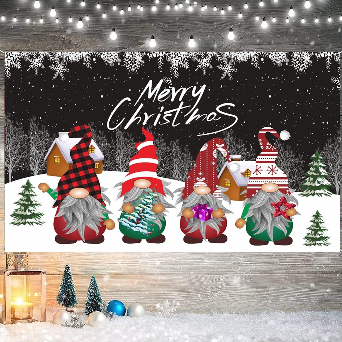 1.5x1.2m Toile De Fond Noël Photo De Noël Fenêtre D'hiver Arbre De Noël Cadeaux Scène De Neige Fond Photographique Famille Enfants Photoshoot Vacances Nouvel An Décorations Bannière Photo Booth Props