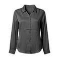 thumbnail image 6 of Long Sleeve Shirts for Women 2026 Spring Satin Button Down V Neck Lapel Collar Dressy Casual Office Work Blouse Tops, 6 of 7