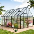 thumbnail image 3 of JULY'S SONG 16'x10' Outdoor Greenhouse Kit, Polycarbonate Green House for Outside w/Vent Window, Aluminum Heavy Duty Green Houses with Reinforce Connector, Lockable Walk In Greenhouses for Patio, 3 of 11