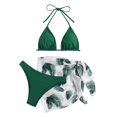 thumbnail image 3 of Efsteb Bikinis Sets for Women V Neck Bathing Suit Bikini Print Summer Beach Two Piece Swimsuits High Waist Swimwear (Green,M), 3 of 8