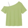 thumbnail image 3 of RRMuAzgs Girls T Shirts One Shoulder Short Sleeve Casual Kids Blouse Summer Vacation Loose Casual Tees Tops, 3 of 9