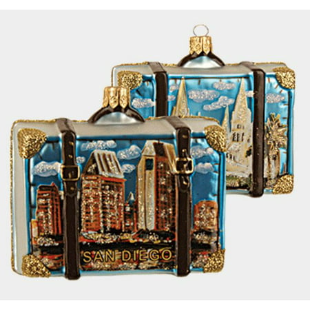 San Diego California Travel Suitcase Glass Christmas Ornament ONE Decoration