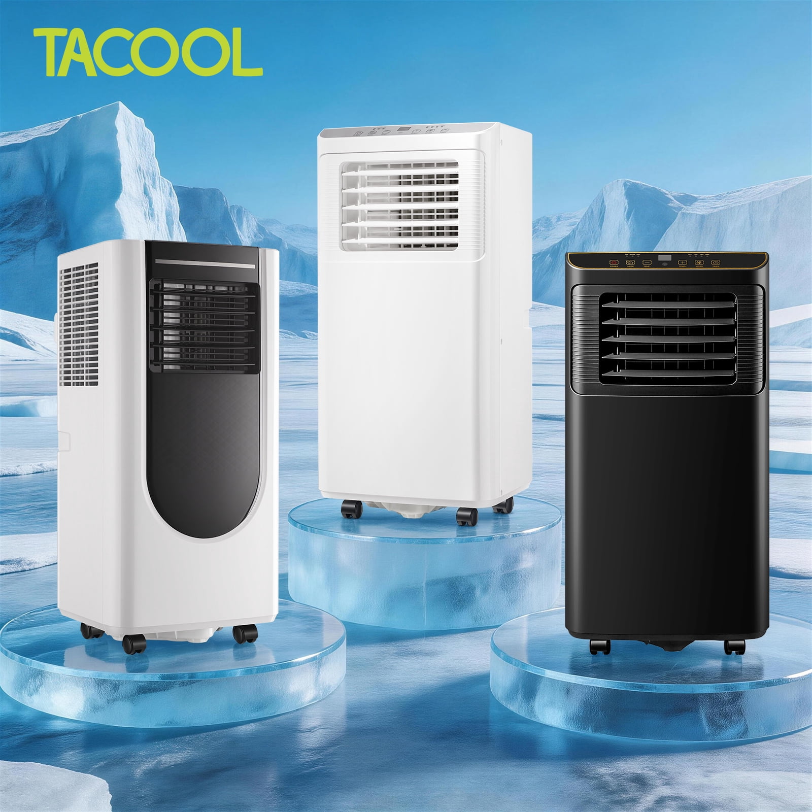 Tacool 4400 BTU SACC (8000 ASHRAE) 115V Portable Air Conditioner with Window Kits, Covers up to 250Sq. Ft., Ac Units with Dehumidifier and Fan