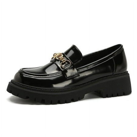 

Grape mom studiolee autumn and winter British style thick heel platform loafers women‘s small shoes single-layer shoes