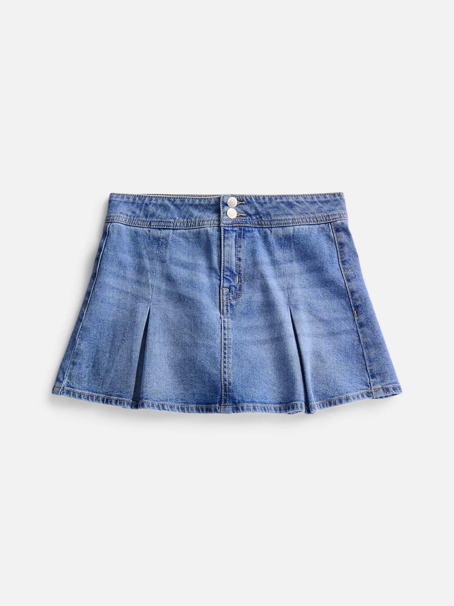 Wonder Nation Girls Denim Pleated Skirt, Sizes 4-18 & Plus