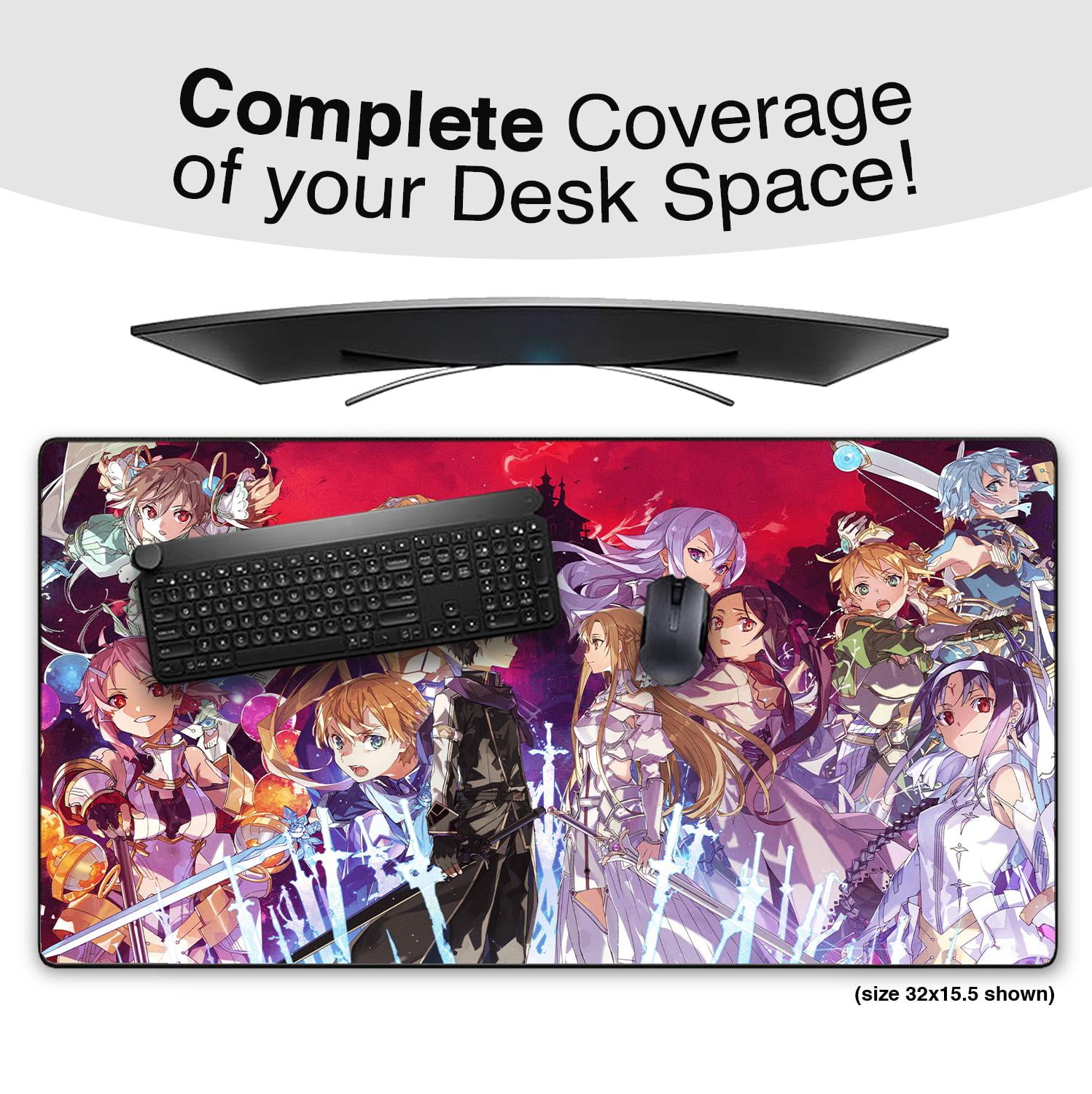 Sword Art Online Anime Gaming Mousepad, Large Extended Desk Mat with Character Design