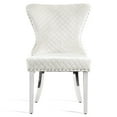 thumbnail image 3 of Furniture of America Vera Glam Nailhead Trim Dining Chairs, White and Chrome (Set of 2), 3 of 15