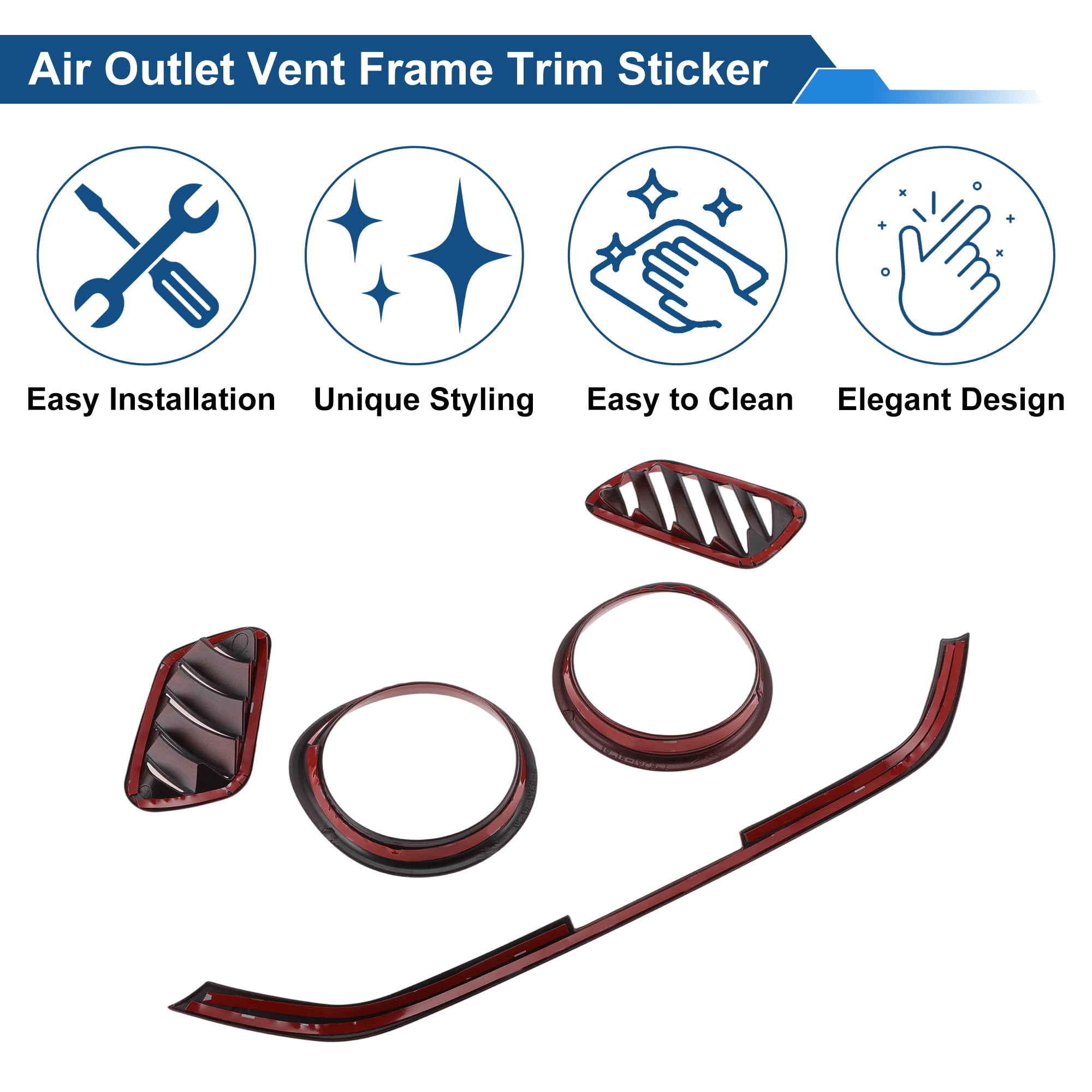 Unique Bargains AC Outlet Vent Trim Cover Frame for Kia Forte K3 2019-2024 Red