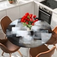 thumbnail image 2 of Abstract Brown White Round Fitted Table Cover Modern Art Black Grey Watercolor Waterproof Table Cloth with Elastic Edge Wipeable Tablecloth for Picnic Camping Party Fits 36"-44" Diameter, 2 of 8