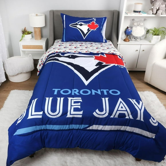 MLB Toronto Blue Jays Ensemble de literie simple 4 pièces