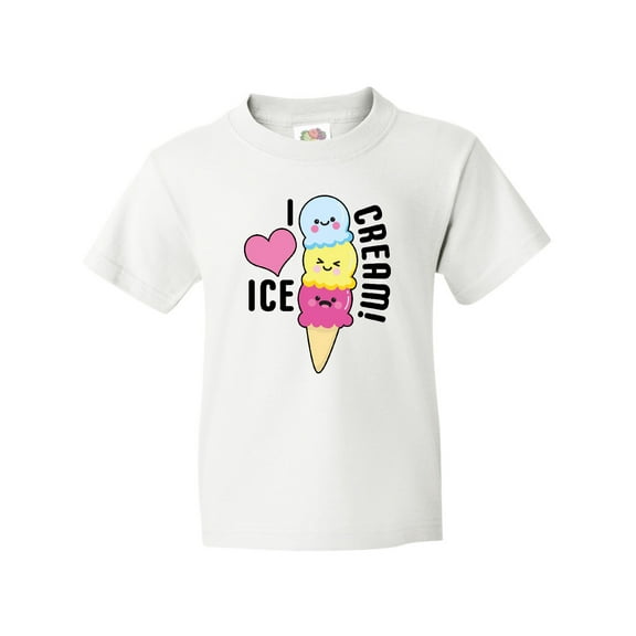 Inktastic I Love Ice Cream with Cute Ice Cream Cone Youth T-Shirt