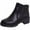 Black, variant on Fesfesfes Faux-Leather Boots for Women Round Toe Zipper Comfy Casual Shoes Solid Comfortable Middle Heeled Short Shoes 4.5(35)
