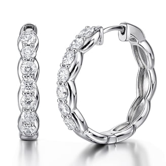 Primal Gold 14 Karat Yellow Gold Diamond-cut Square Tube Endless Hoop
