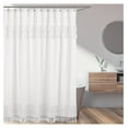 thumbnail image 2 of Drevy White Boho Bohemian Bathroom Fabric Bath Shower Curtain - Solid Color Shabby Chic Luxurious Luxury Vintage Designer Boutique Tassel Fringe, 2 of 5