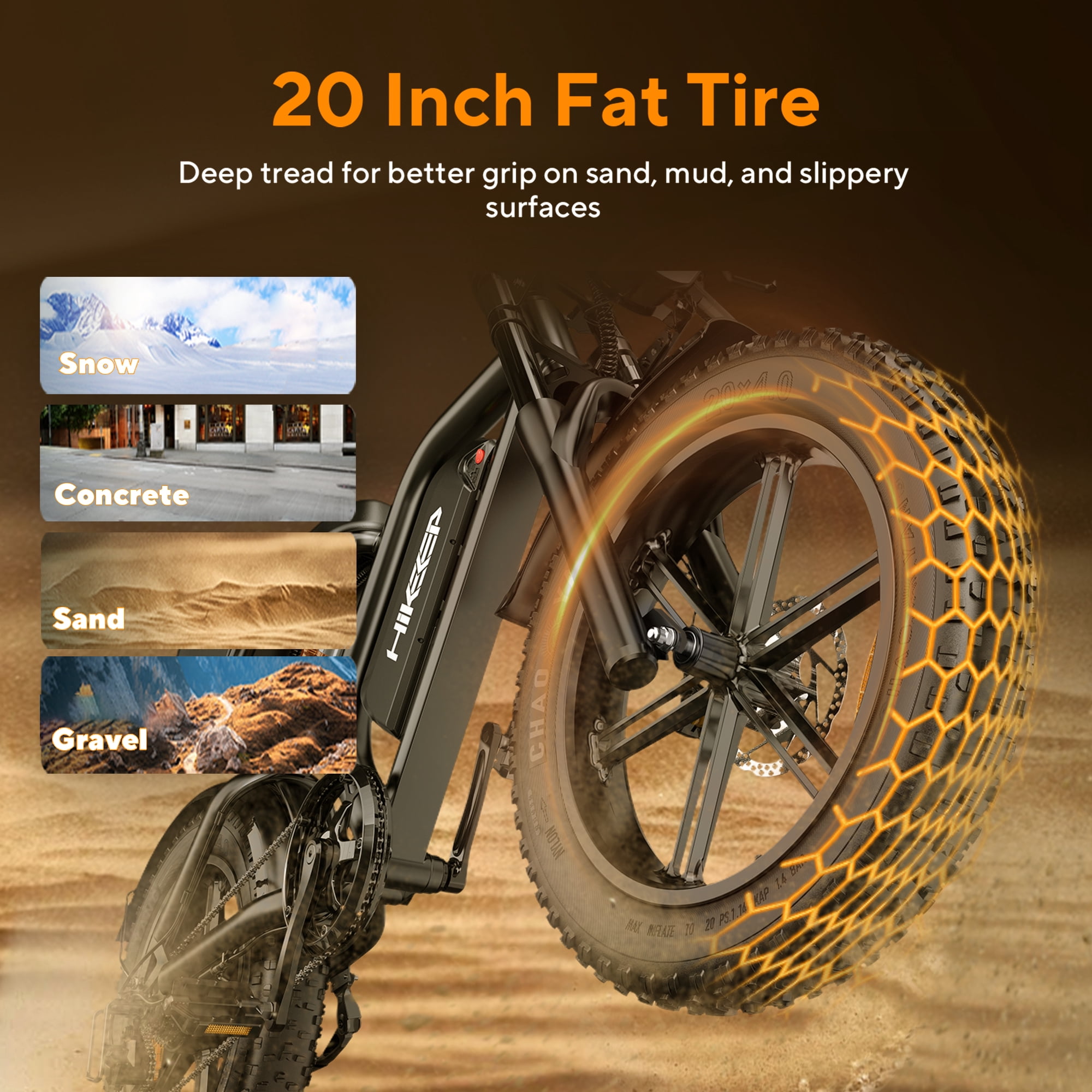 GlobalKeep 1500W Peak Electric Mountain Bike, 20" Fat Tire 32MPH Ebikes for Adults , 48V 15.6Ah Removable Battery, Full Suspension UL2849