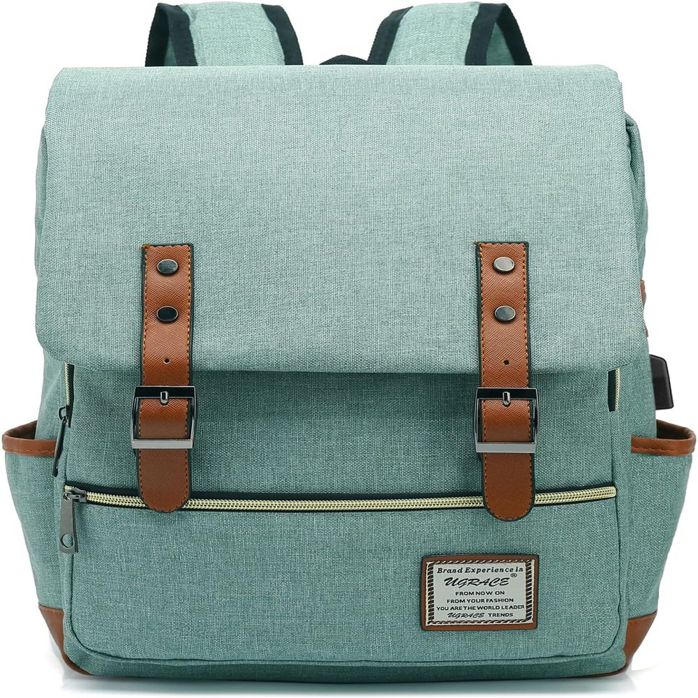 Vintage Laptop Backpack with USB Charging Port Elegant Water  display picture 2