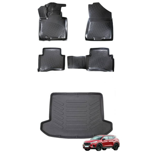 Car Floor Mats Cargo Liner (Full SET) Compatible for Hyundai Tucson 2015-2020 Waterproof | All Weather