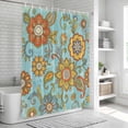 thumbnail image 6 of Turquoise Boho Floral Shower Curtain, Waterproof Shower Curtains for Bathroom, Vintage Abstract Art Ethnic Flowers Washable Fabric Bathtub Curtain Set Bath Decor with 12 Hooks Stall 36"x72", 6 of 8