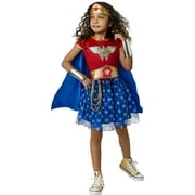 Girls Officially Licensed DC Comics Light Up Wonder Woman Deluxe Halloween Costume S, Red, Blue and White