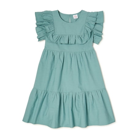 Wonder Nation Girls Ruffle Yoke Dress, Sizes 4-18 & Plus