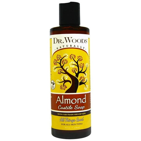 Dr. Woods Almond Castile Soap w/ Fair Trade Shea Butter, All Skin Type, 8oz