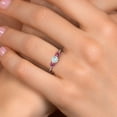 thumbnail image 4 of Gem Stone King 10K Two Tone Gold Sky Blue Aquamarine and Pink Tourmaline Engagement Ring for Women | 1.00 Cttw | Round 5MM | Gemstone March Birthstone | Size 9, 4 of 6