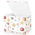 thumbnail image 2 of WOBOGO A Pattern with Watercolor Christmas Ornaments Large Collapsible Storage Box Flip Lid Fabric Decorative Organizer Container Basket with Handles 16.5×12.6×11.8in, 2 of 7