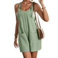 thumbnail image 4 of ZXSXSY Women Crew Neck Sleeveless Bib Overalls One Piece Romper with Pocket, 4 of 6